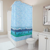 Schneebedeckte Gipfel, Bergsee Duschvorhang (Beispiel)