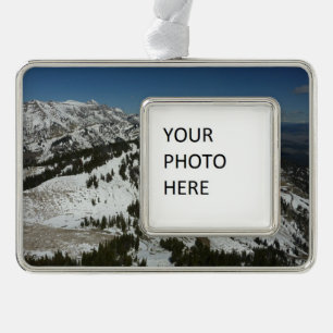 Schneebedeckte Gipfel der Grand-Teton-Berge I Foto Rahmen-Ornament Silber