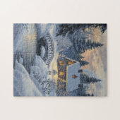 Schneebedeckte Hütte am Bach Puzzle (Horizontal)