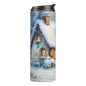 Schneebedeckte Hütte Thermosbecher (Nach links gedreht)
