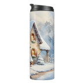 Schneebedeckte Hütte Thermosbecher (Nach rechts gedreht)