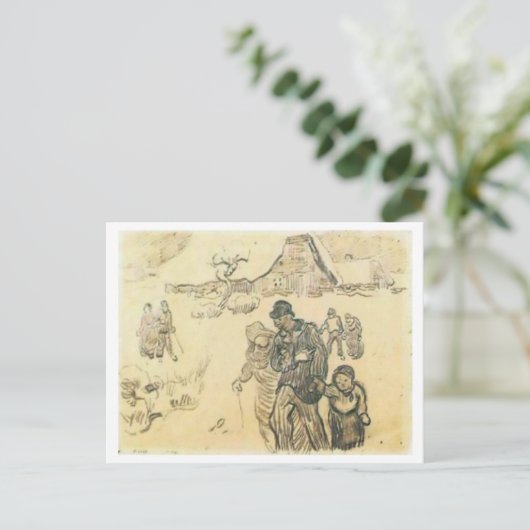 Schneebedeckte Hütten, Couple Child Van Gogh Fine Postkarte (Stehend Vorderseite)