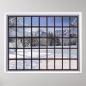 Schneebedeckte Imitate Winterschauer Fenster Poster (Vorne)