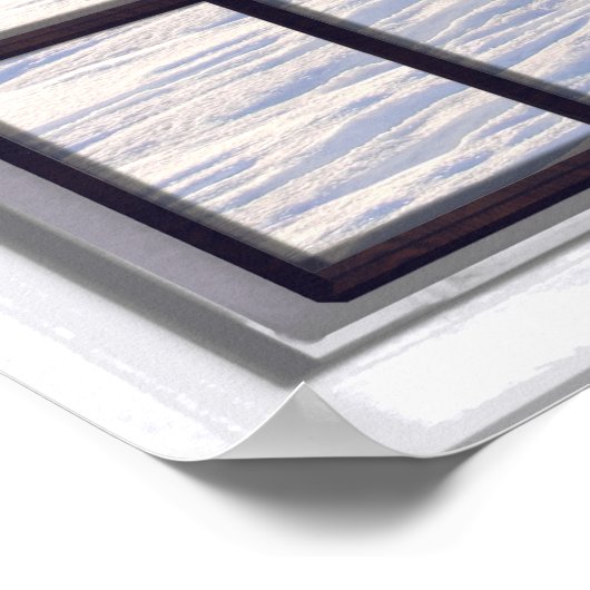 Schneebedeckte Imitate Winterschauer Fenster Poster (Ecke)