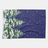 Schneebedeckte immergrüne Bäume mit Schneefall Geschirrtuch (Horizontal)