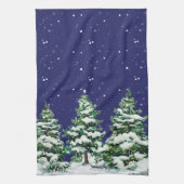 Schneebedeckte immergrüne Bäume mit Schneefall Geschirrtuch (Vertikal)