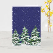 Schneebedeckte immergrüne Bäume mit Schneefall Karte (Gelbe Blume)