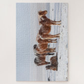 Schneebedeckte isländische Pferde Puzzle (Vertikal)