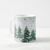 Schneebedeckte Kiefer - Winterlandschaft | Weihnac Kaffeetasse (Vorderseite Links)