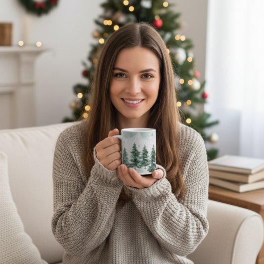 Schneebedeckte Kiefer - Winterlandschaft | Weihnac Kaffeetasse