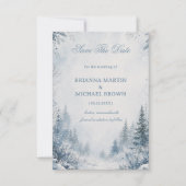 Schneebedeckte Kiefern Blau Save The Date (Vorderseite)