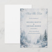 Schneebedeckte Kiefern Blau Save The Date (Vorne/Hinten)