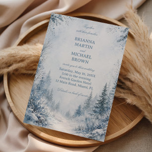 Schneebedeckte Kiefern Blau Save The Date