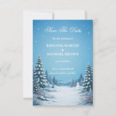 Schneebedeckte Kiefern unter Kristall Save The Date (Vorderseite)