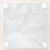 Schneebedeckte Kiefernäste Glasuntersetzer (Rückseite)