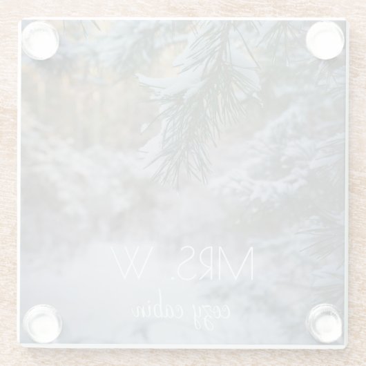 Schneebedeckte Kiefernäste Glasuntersetzer (Rückseite)