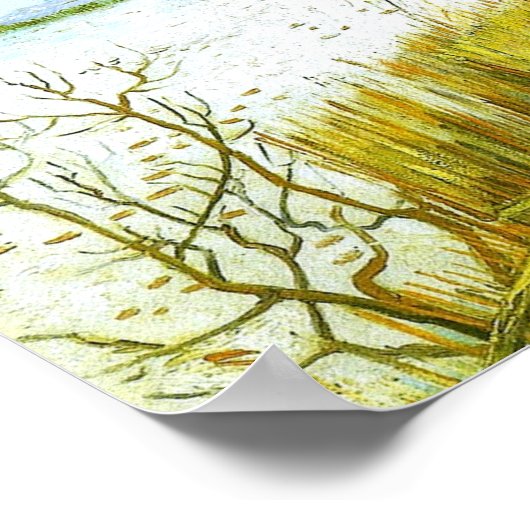 Schneebedeckte Landschaft Arles Hintergrund Van Go Poster (Ecke)