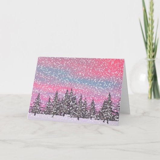Schneebedeckte Landschaft des Winters Feiertagskarte (Vorderseite)