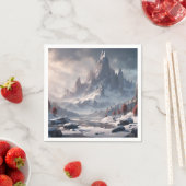 Schneebedeckte Landschaft mit Bergen Serviette (Beispiel)