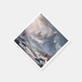 Schneebedeckte Landschaft mit Bergen Serviette (Ecke)