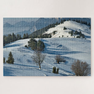 Schneebedeckte landschaftliche Gebirgs-Puzzle Puzzle