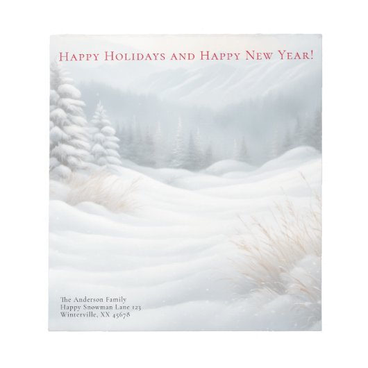 Schneebedeckte Landschaftslandschaft Notizblock (Vorderseite)