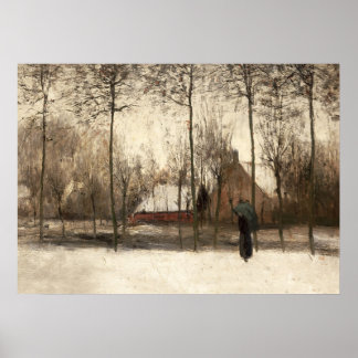 Schneebedeckte Landschaftsmalerei, Wintermauer Kun Poster