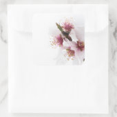 Schneebedeckte Mandelbaum-Blume Quadratischer Aufkleber (Tasche)