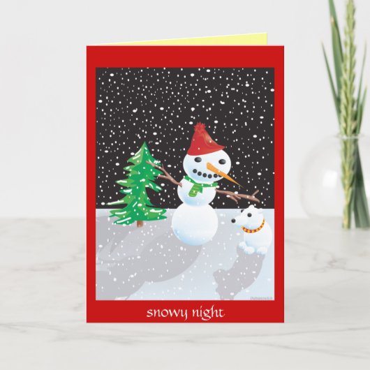 schneebedeckte Nacht Feiertagskarte (Vorderseite)