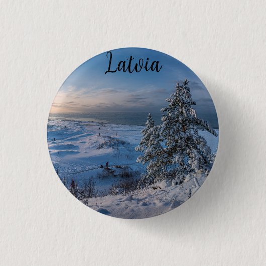 Schneebedeckte Ostseeküste Button (Vorderseite)