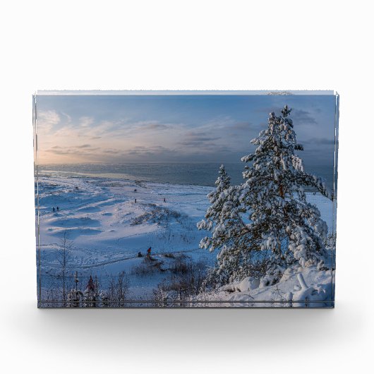 Schneebedeckte Ostseeküste Fotoblock (Vorderseite)