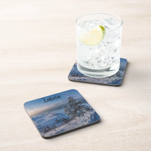 Schneebedeckte Ostseeküste Getränkeuntersetzer (Rechte Seite)
