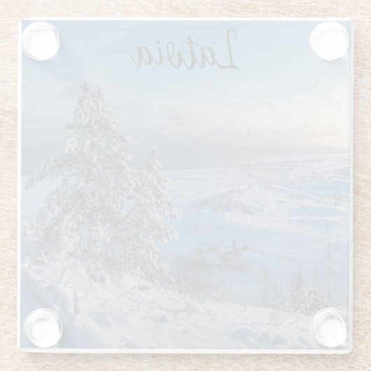 Schneebedeckte Ostseeküste Glasuntersetzer (Rückseite)