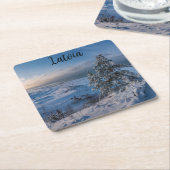 Schneebedeckte Ostseeküste Rechteckiger Pappuntersetzer (angewinkelt)