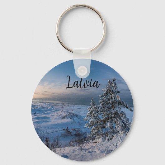 Schneebedeckte Ostseeküste Schlüsselanhänger (Vorderseite)