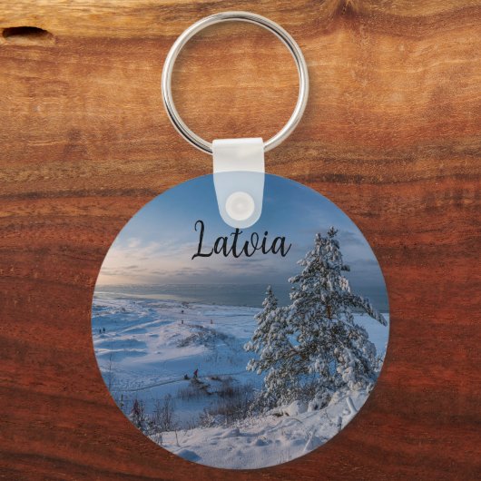 Schneebedeckte Ostseeküste Schlüsselanhänger (Rückseite)