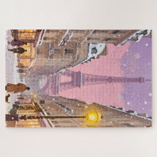 Schneebedeckte Pariser Winterstadt-Träume Puzzle (Horizontal)