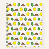 Schneebedeckte Pine Tree Sun Camp Außenbereich Notizbuch (Vorderseite)