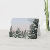Schneebedeckte Pine Trees Moon Sunset Karte (Vorderseite)