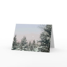 Schneebedeckte Pine Trees Moon Sunset