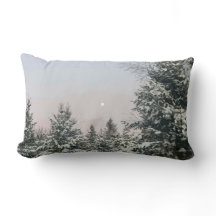 Schneebedeckte Pine Trees Moon Sunset