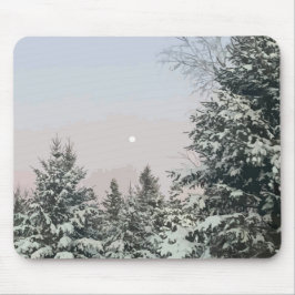Schneebedeckte Pine Trees Moon Sunset Mousepad