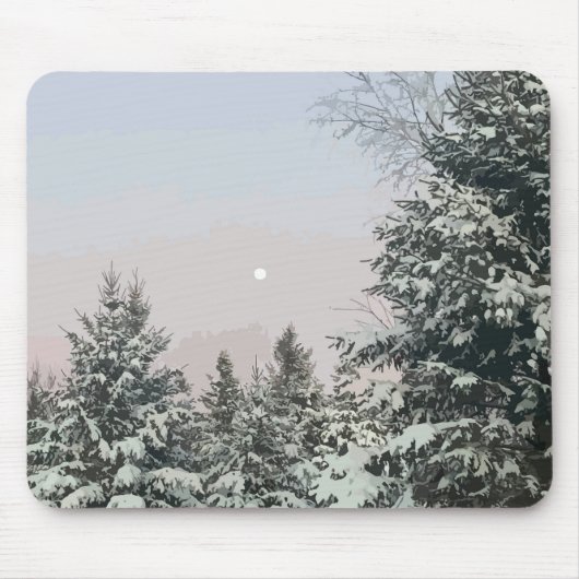 Schneebedeckte Pine Trees Moon Sunset Mousepad (Vorne)