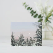 Schneebedeckte Pine Trees Moon Sunset Postkarte (Stehend Vorderseite)