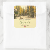 Schneebedeckte Pinienbäume Foto Küche Quadratischer Aufkleber (Tasche)