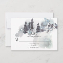 Schneebedeckte Pinienbäume Hochzeit-RSVP RSVP Karte