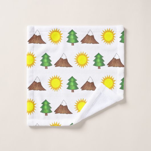 Schneebedeckte Pinienwälder Badhandtuch Set (Waschlappen)