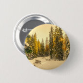 Schneebedeckte Pinienwälder Foto Button (Vorne & Hinten)