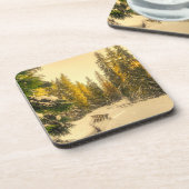 Schneebedeckte Pinienwälder Foto Getränkeuntersetzer (Linke Seite)