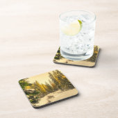 Schneebedeckte Pinienwälder Foto Getränkeuntersetzer (Rechte Seite)